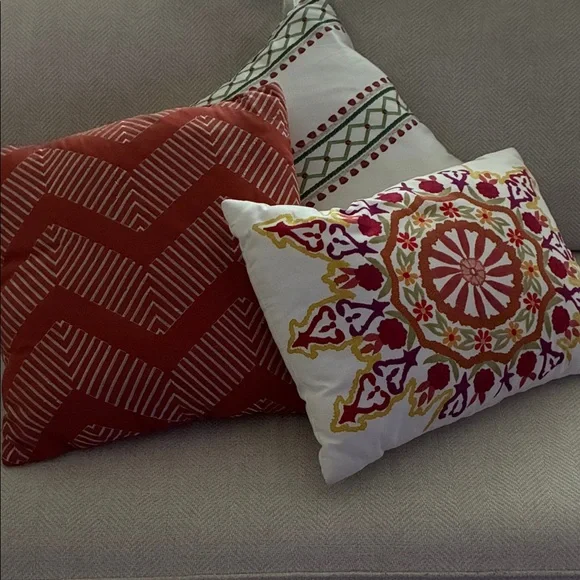 Colorful Embroidered Throw Pillow - Picture 1 of 3